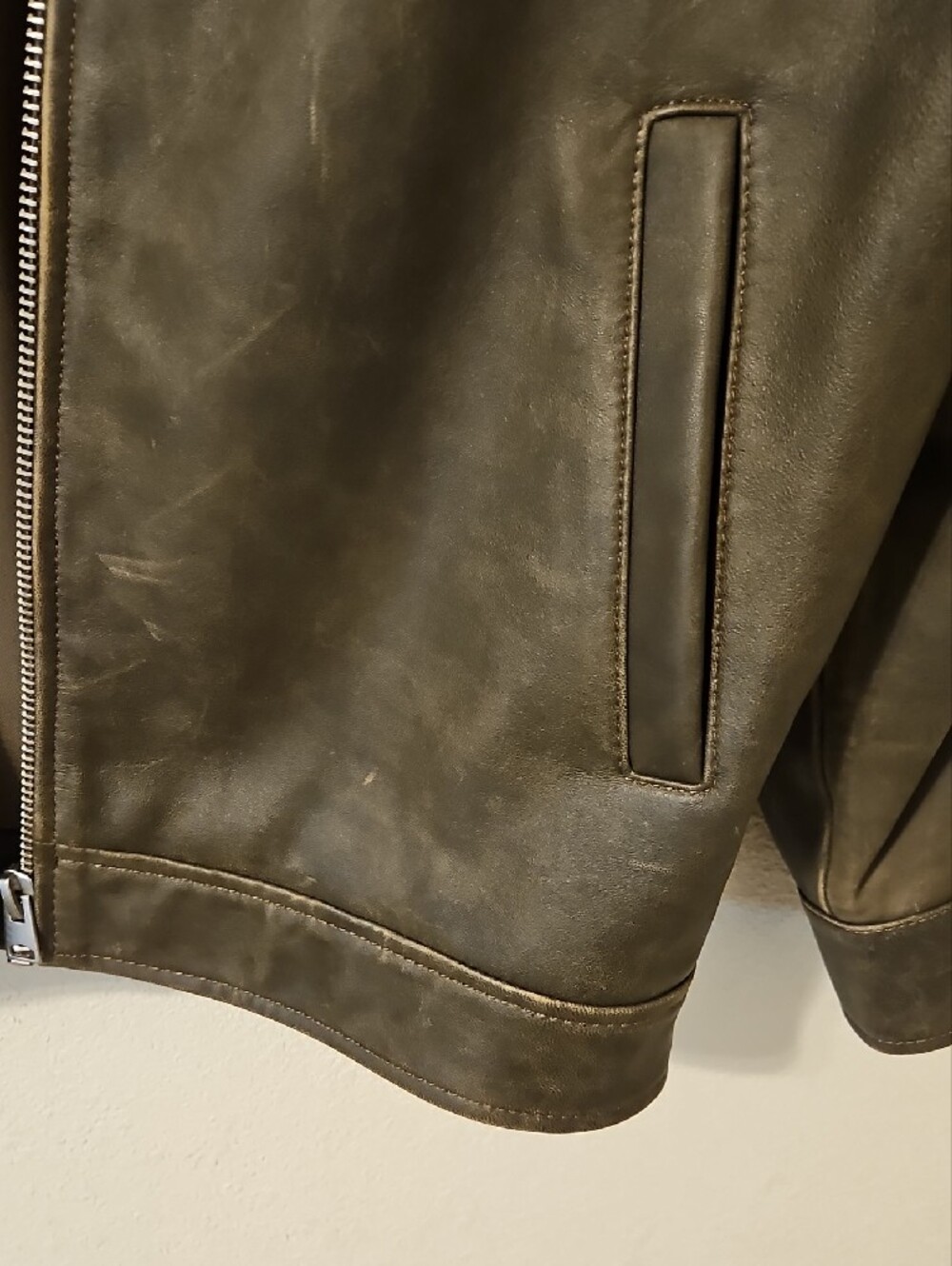 Quince Oversized Leather Bomber Jacket For Women In Distressed Brown Size Medium - Picture 4 of 9